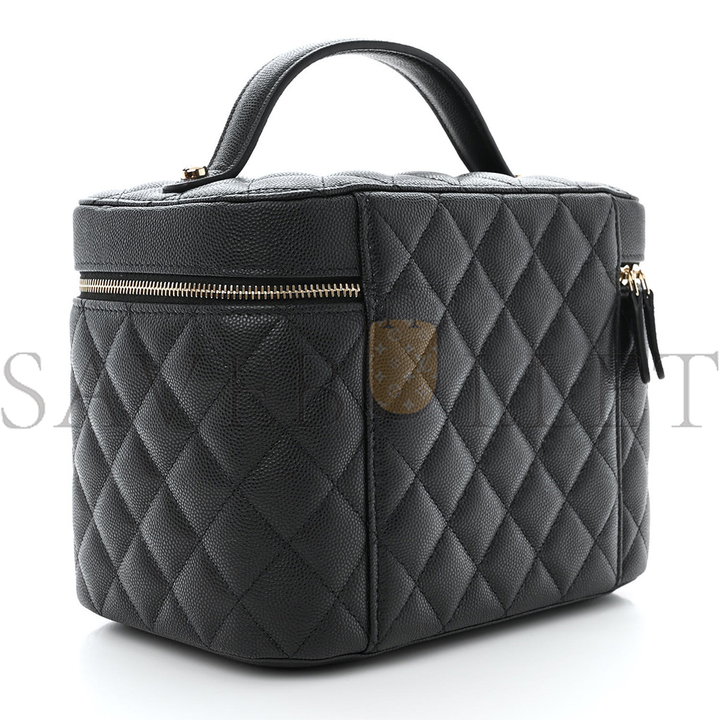 Ch*el caviar quilted large vanity pouch black (20*15*13cm)